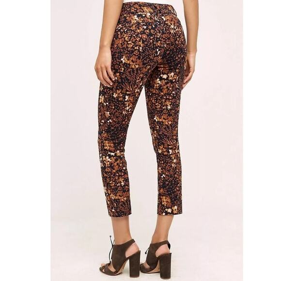 Anthropologie The‎ Essential Slim Autumn Floral Print Trouser Pants Sz 8 - Picture 2 of 15
